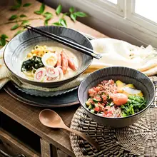 陶器製の日本風スープボウル【釉下彩・ラーメン用・家庭用】