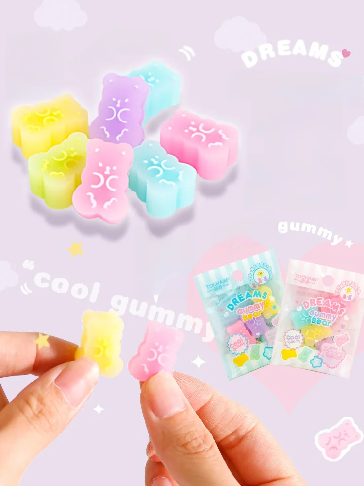 かわいい変色クマのキャラクター消しゴム：光反応タイプの学生向けPVC製消しゴムの実用性と特性