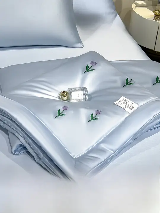 夏用ひんやり感のあるアイスシルク寝具【デュアルサイズ・洗濯機対応・個室用】（セットアップ対応）