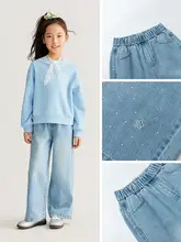 ロングパンツ   キッズ ガールズ コットン ルーズ ヴィンテージ カーブドシルエット
