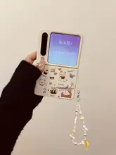 スマホケース【折りたたみ式・かわいいカートゥーンデザイン・リボン付き・手提げタイプ】