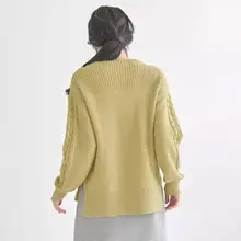 カジュアルな長袖ニットセーター【冬用・ケーブル編み・ゆったりシルエット】