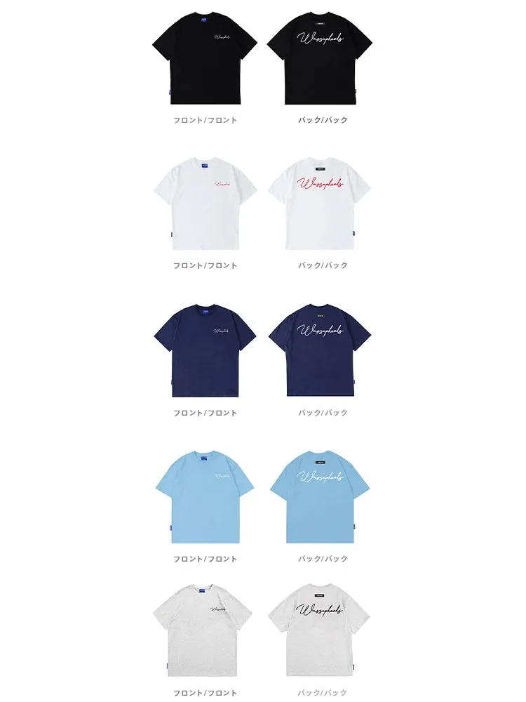 アメリカンスタイル 手書きロゴTシャツ：美式アートテーマのゆったりシルエットが特徴