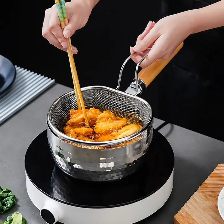 304ステンレス製 フライドポット用フィルターバスケット【油切り・水切り・洗米・麺取り用】