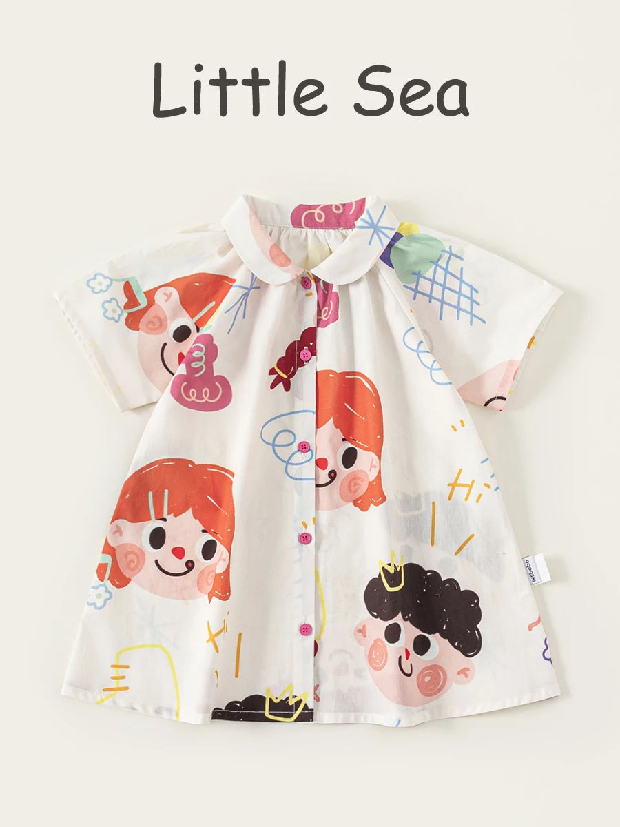 夏用レトロガーリースタイルの子供用ドレス：明るい色の服としての実用性とシーン別適用