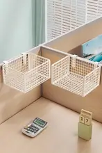 デスク上の多機能吊り下げ収納ボックス【オフィス用・仕切り付き】