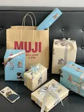 ラッピングペーパー 猫柄 ソーダ柄 リボン付き 大サイズ DIYラッピング 誕生日プレゼント ギフトボックス