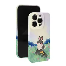 可愛いイラストの鮮やかなウサギデザインのスマホケース【二合一・おしゃれ・iPhone用・その他機種対応】（セットアップ対応）