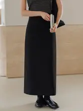 王妃家 ブラックスーツ風 ハーフスカート【高腰・中長丈・Aライン】
