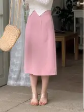 春夏用 薄手ピンクシフォンタイトスカート【フィットデザイン・ウエストゴム】