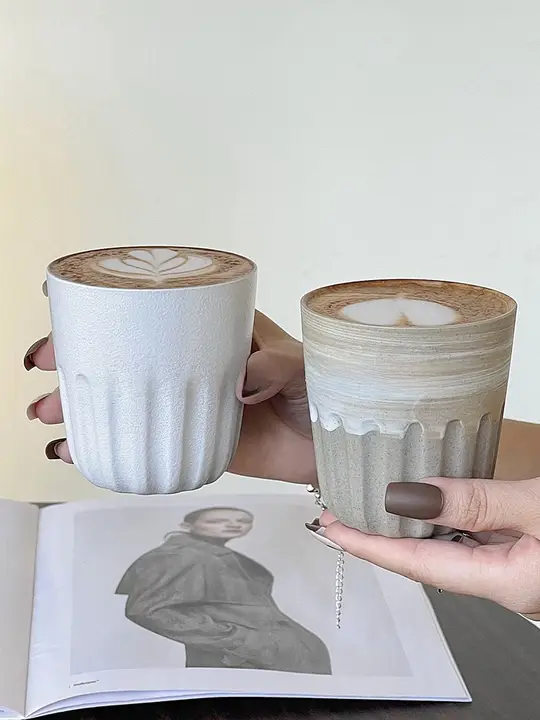 レトロ和風 手作り粗陶マグカップ【シンプルデザイン・コーヒー・ティーカップ】