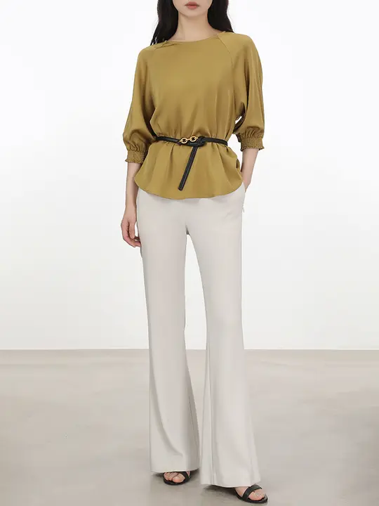 極上の柔らかさダブルジョーシルクブラウス【絹・エレガントデザイン】