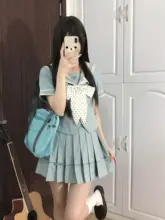 薄荷アイス柄セーラー服【長袖・短袖・ネイビー襟・夏用】（セットアップ対応）