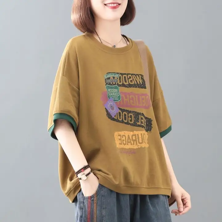 レディース 夏用 ゆったりデザイン 半袖Tシャツ【カジュアルスタイル・トレンド】