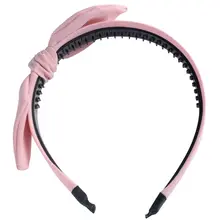 可愛いウサギ耳デザインのヘアバンド【幅広・滑り止め付き・リボン装飾】