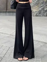 夏用のフィットフレアパンツ【軽やかな生地・サマーデザイン・ロングレングス】（セットアップ対応）