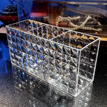 透明アクリル製 メイクブラシ収納バケツ【デスクトップ用・化粧品整理ボックス】