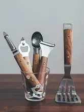 木柄ステンレスピーラー＆アイスクリームスプーン【ベビーフードマッシャー・ポテト潰し器・栓抜き機能付き】