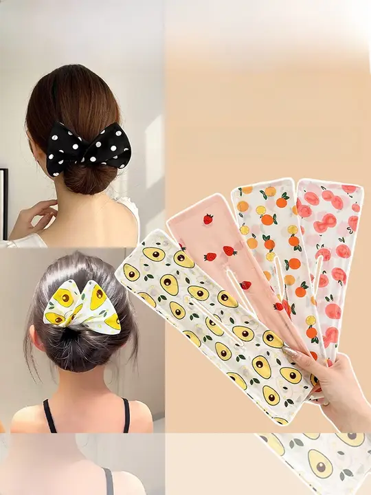 蝶結びヘアクリップ【子供用・フルーツプレートデザイン・大人用バン揚げ用】
