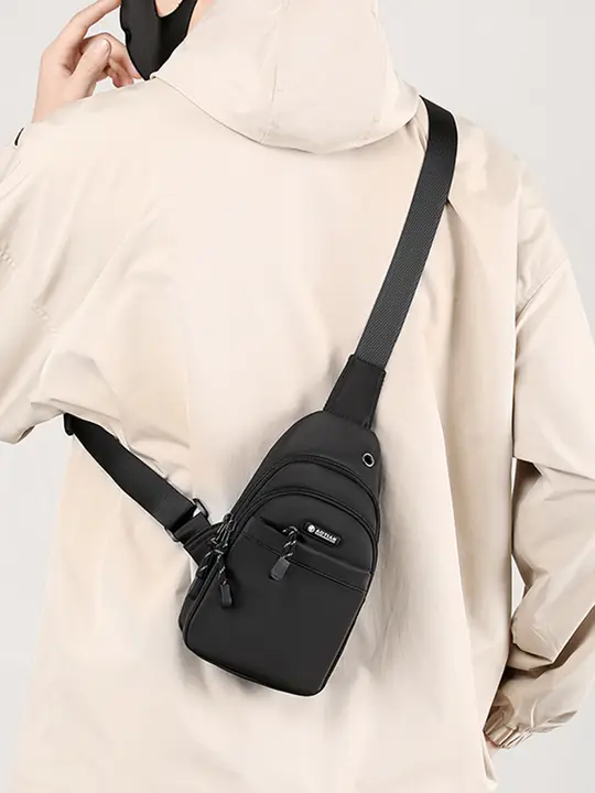 メンズミニショルダーバッグ【ファッション・シンプル・携帯電話収納可・オックスフォード布・斜め掛け】