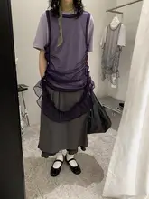 シンプルなデザインの二重スカートエッジ付きスカートパンツ【木耳辺・カジュアルスタイル】