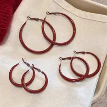 レトロ港風 アンクラレッドリングフープピアス【エレガントデザイン・軽やかさ】