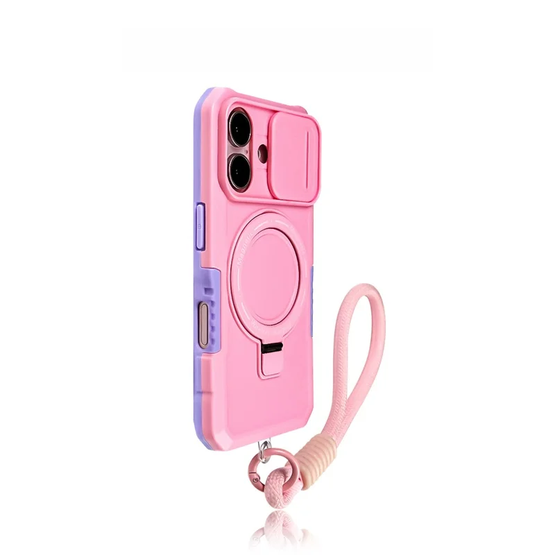 ピンクのマグネット支架付きiPhone用ケースは実用性とデザインのバランスを実現