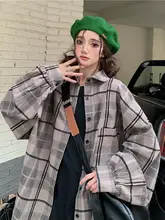 大きいサイズのチェック柄シャツ【ゆったりとしたデザイン・レトロスタイル・長袖・薄手】（セットアップ対応）