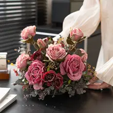 秋色のテーブル装飾用バラの造花【サロンやホテルに最適】