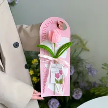 母の日のメッセージカード【手作りツイスト棒・チューリップ柄・ギフト用】
