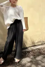 BLUE Y シンプルカジュアル 褶皺デザイン 男女兼用 ラウンドネック ゆったり長袖Tシャツ