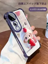 Vivo用透明スマホケース【フルカバー・衝撃防止・ストラップ付き・ハンドスタンド・いちごうさぎデザイン】