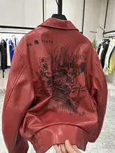 背面手刺繍のラムレザーショートジャケット【翻訳えり付き・男性用】
