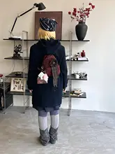 レトロな赤灰色のドット柄ミニリュック【通勤・かわいいデザイン】（セットアップ対応）