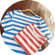 ストライプ水彩デザインのロングTシャツワンピース