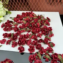 リボン素材の五枚花バラ【DIY用・服飾・シューズ・ヘアアクセサリー・デコレーション】
