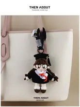 卒業マスコット バッグチャーム ペア 紫襟 ぬいぐるみ バッグ アクセサリー カップル プレゼント ユニーク ギフト「thenabout」