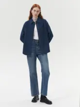 快適な伸縮性のあるコットンストレートシルエットデニムパンツ【ハイウエスト・フィット・女性用】