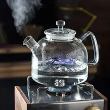 耐熱高硼珪酸ガラス製 直火用ティーポット【大容量1800ml・ガスコンロ対応・フルーツ煮込み可】