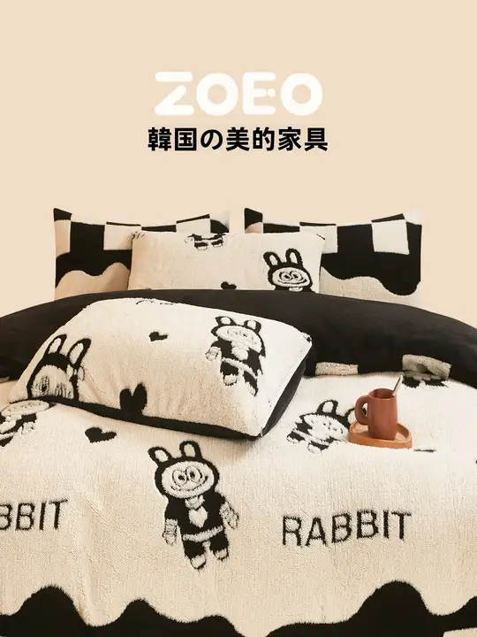 高克重牛乳フランネルのカートゥーン風ベッドカバーとシーツ【保温・快適・ピーターラビットデザイン】（セットアップ対応）