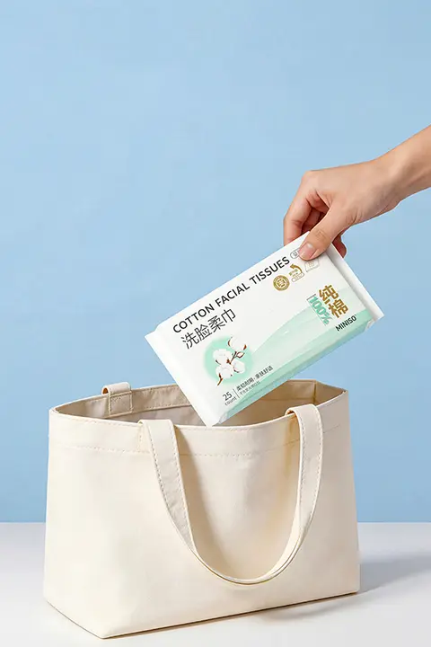 MINISO 使い捨てコットン洗顔タオル【携帯用・極上の柔らかさ】