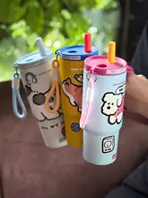 陶器製の大容量保温水筒【ストロー付き・オフィス用・男女兼用】