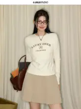 トレンドアイテム！大きいサイズのロゴ入り長袖Tシャツ【韓国風・カジュアル・ゆったりデザイン】
