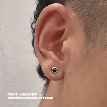 TWO LEAVES S925シルバー製 ブラックオニキスピアス【ユニセックス・トレンド・ストリートアクセサリー】