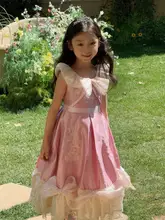 夏用女の子プリンセスドレス【フラワープリント・チュール・ケーキスカート・誕生日用】