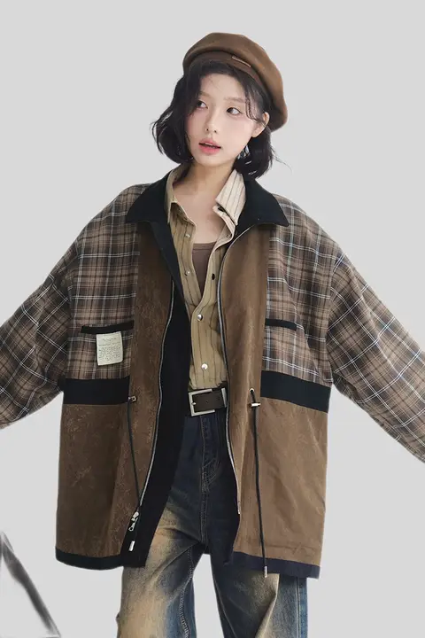 万有引力博物館 リバーシブルカラー切替ジャケット【春秋用・女性・ゆったり中長丈】