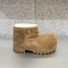 厚底防滑中筒雪地靴【大きめデザイン・裏起毛・男女兼用】