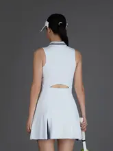 スポーツポロワンピース【テニス用・ウエストマーク・速乾・女性用・カラーブロック】（セットアップ対応）