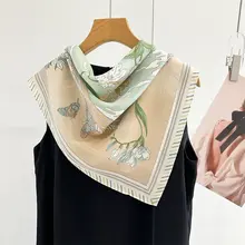 春風の花束 清新なシルクダブルクレープスカーフ【シルク・フェイススカーフ】