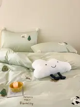 柔らかさ際立つ長綿素材のカートゥーン刺繍ベッドカバー【シングル・おしゃれなデザイン・四点セット（セットアップ対応）】